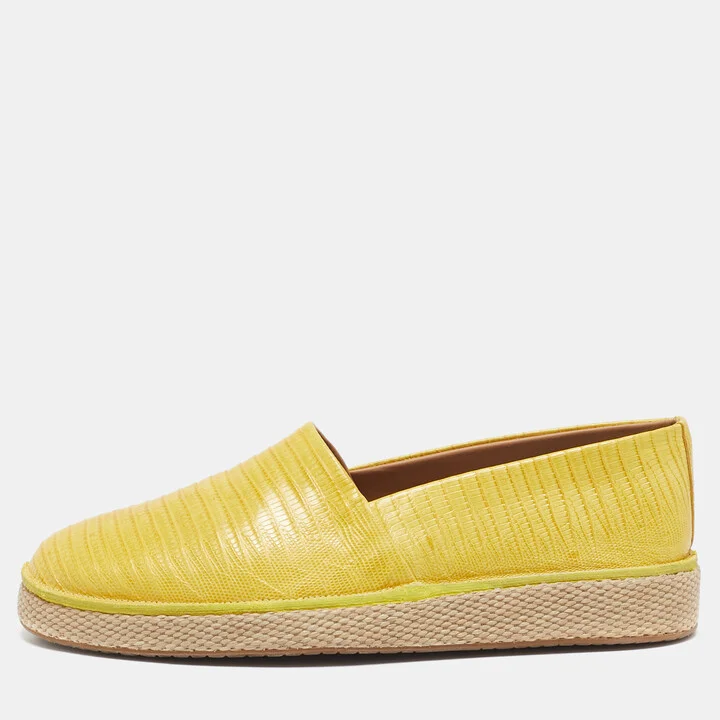 Salvatore Ferragamo Yellow Lizard Lampedusa Espadrilles Size 42