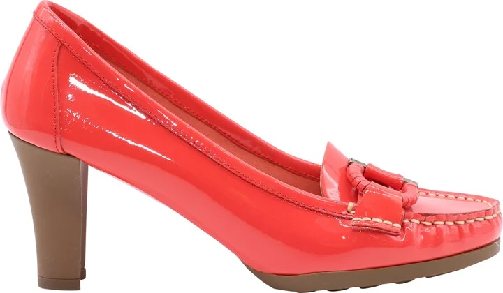 Salvatore Ferragmo Gancini Loafer Heels in Red Patent Leather