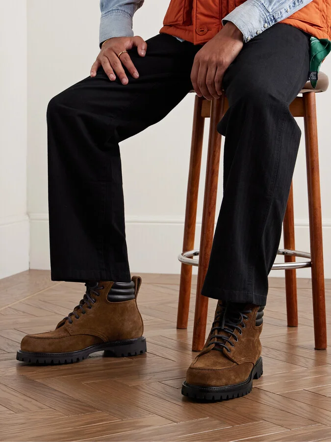 Salvia Padded Leather-Trimmed Suede Boots - Image 2
