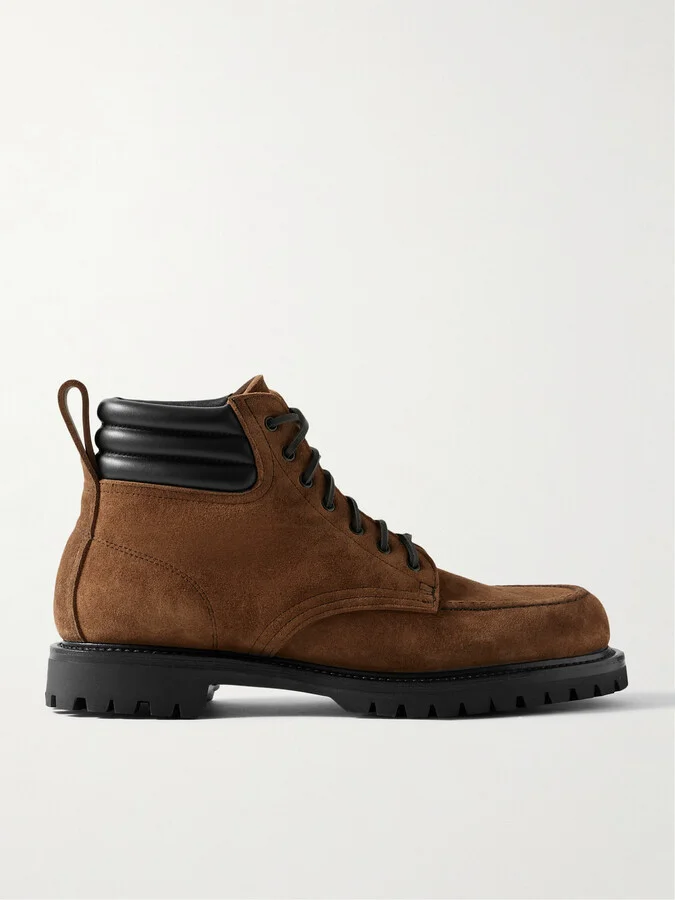 Salvia Padded Leather-Trimmed Suede Boots