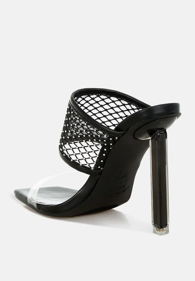 Salween Clear Embellished Square Toe Heels - Image 3