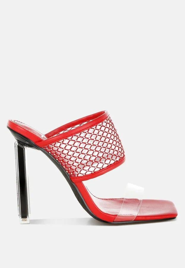 Salween Clear Embellished Square Toe Heels - Image 4