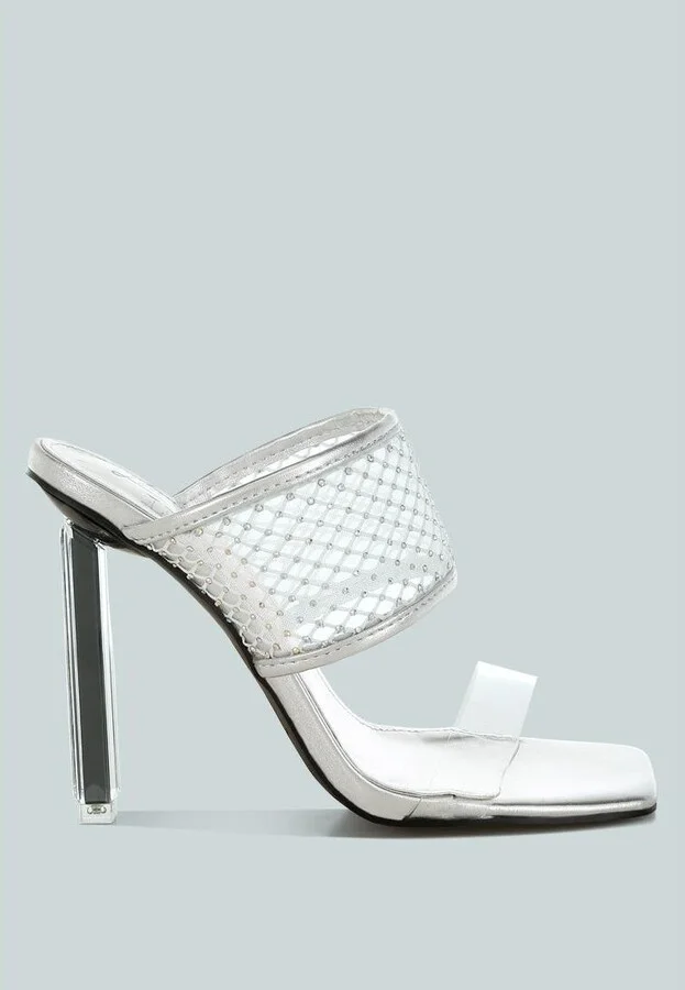 Salween Clear Embellished Square Toe Heels - Image 6
