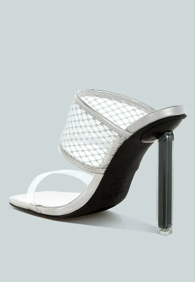 Salween Clear Embellished Square Toe Heels - Image 7