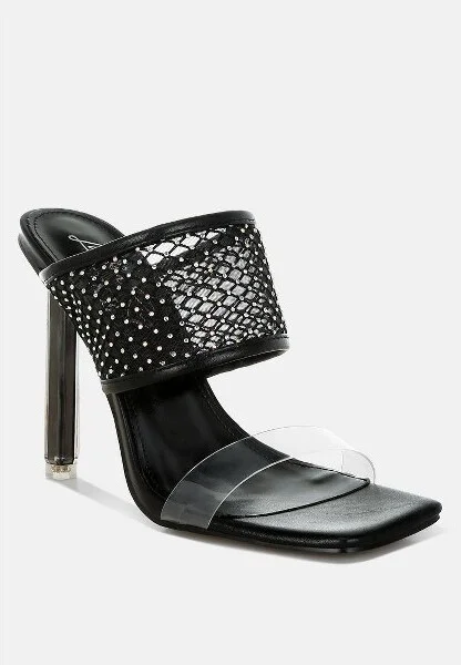 Salween Clear Embellished Square Toe Heels Women - Image 2