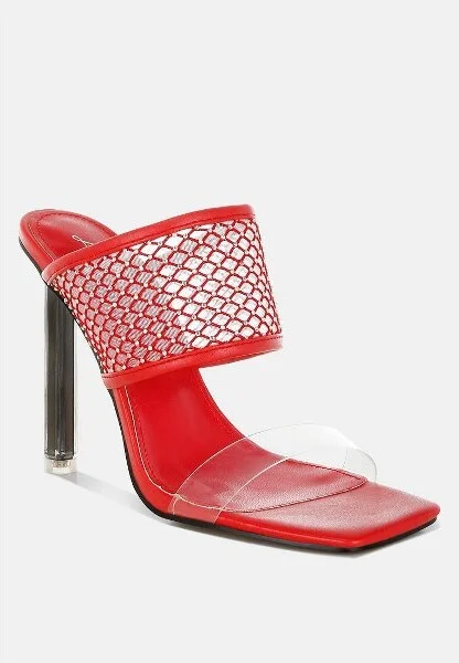 Salween Clear Embellished Square Toe Heels Women - Image 4
