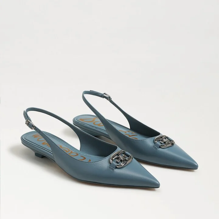 Sam Edelman Aggie Slingback Flat Dark Costal Blue Leather