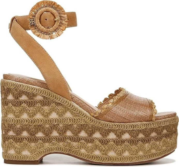 Sam Edelman Amber Platform Sandal Women's Shoes Buff Tan : 10 M, Textile - Image 6