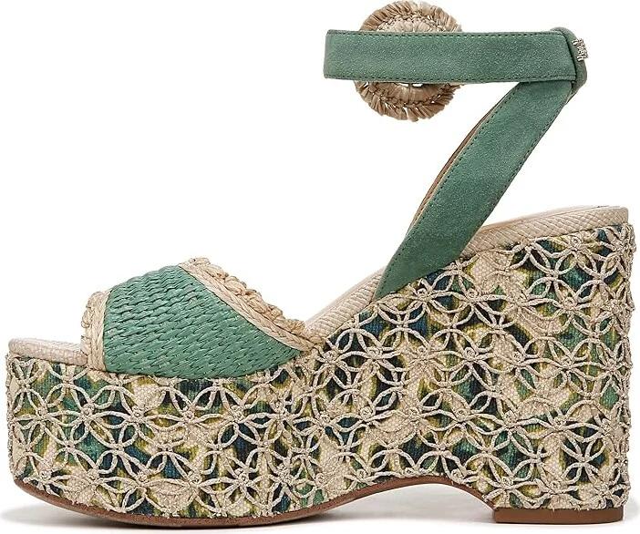 Sam Edelman Amber Platform Sandal Women's Shoes Turquoise Green : 10 M, Textile - Image 5