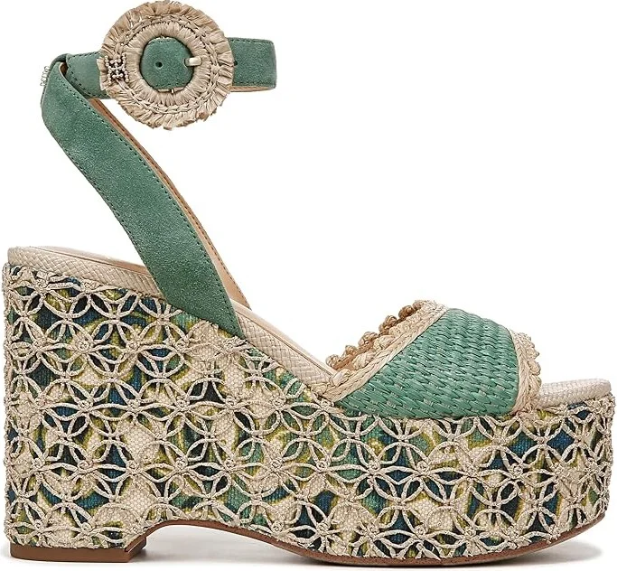 Sam Edelman Amber Platform Sandal Women's Shoes Turquoise Green : 10 M, Textile - Image 6