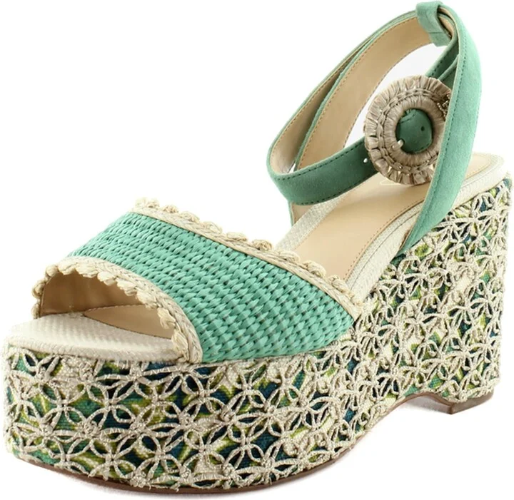 Sam Edelman Amber Wedge Sandal Turquoise Green 9.5 Medium