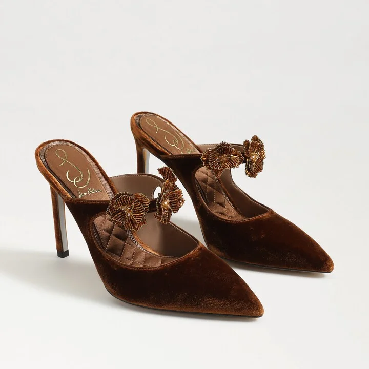 Sam Edelman Amelie Dress Mule Spiced Camel Brown Velvet