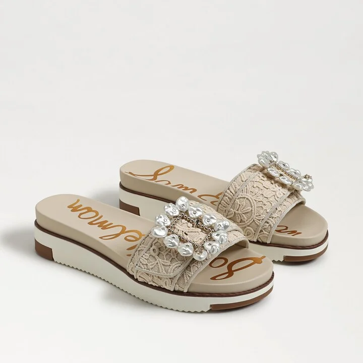 Sam Edelman Ariane Orchid Slide Sandal Ivory/Natural Lace