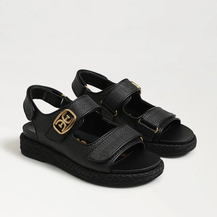 Sam Edelman Arlo Strappy Sandal Black Raffia