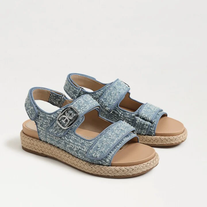 Sam Edelman Arlo Strappy Sandal Montrose Blue Raffia