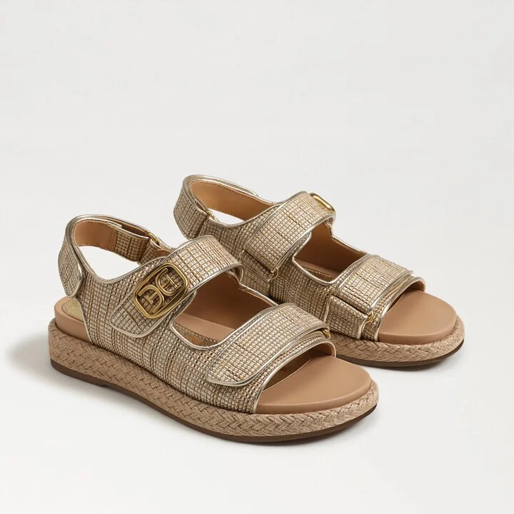 Sam Edelman Arlo Strappy Sandal Natural Multi Raffia