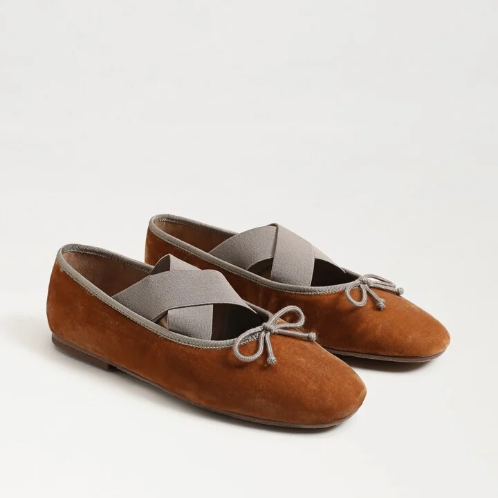 Sam Edelman Arya Ballet Flat Harvest Brown Velvet