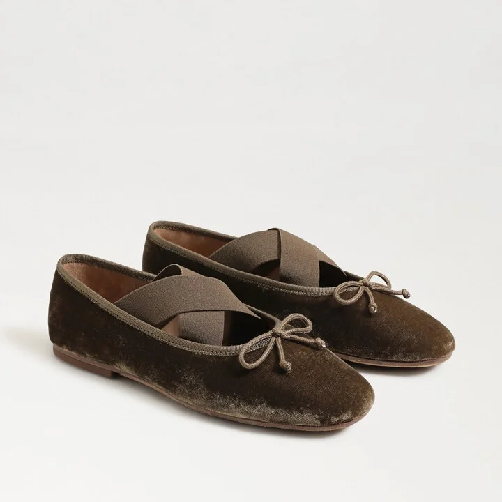 Sam Edelman Arya Ballet Flat Mushroom Grey Velvet