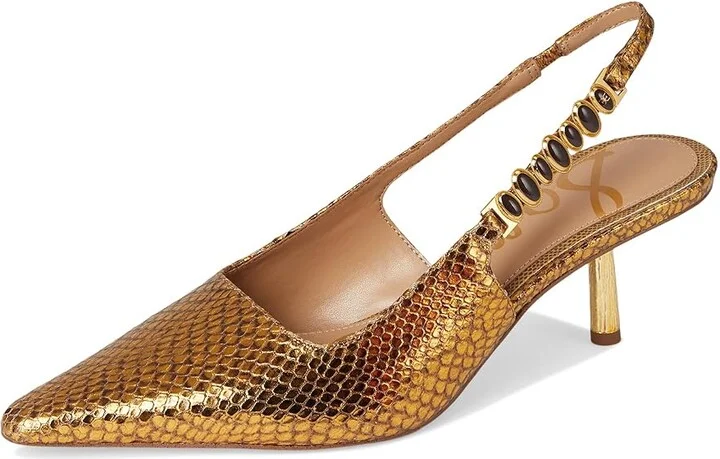 Sam Edelman Baker High Women's Heels Gold : 6 M, Leather/Rubber - Image 5