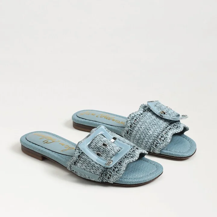 Sam Edelman Bambi Slide Sandal Coastal Blue Raffia