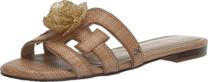 Sam Edelman Bay Flora Flat Sandal Buff Tan 7.5 Medium