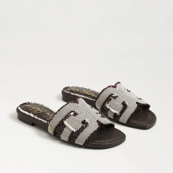 Sam Edelman Bay Fray Slide Sandal Pinto Brown Canvas