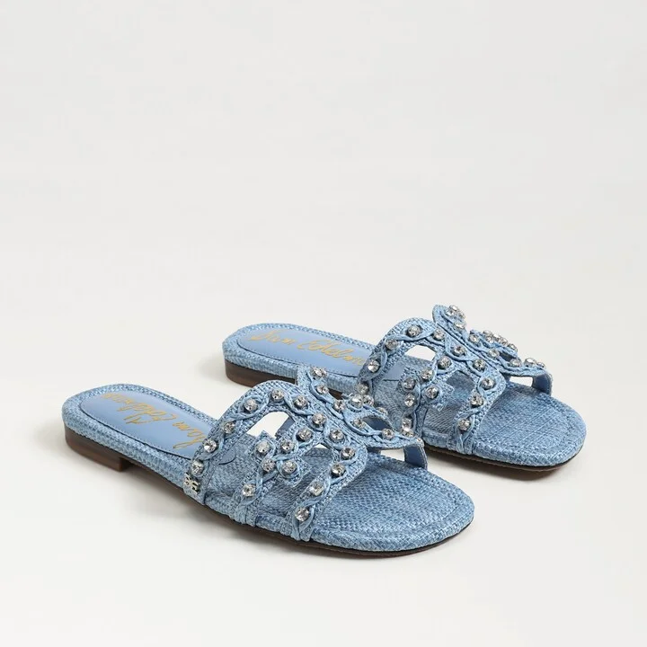 Sam Edelman Bay Jewel Slide Sandal Light Blue Denim