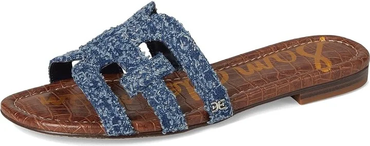 Sam Edelman Bay Women's Slide Shoes Navy Distressed Denim : 8 M, Leather - Image 5