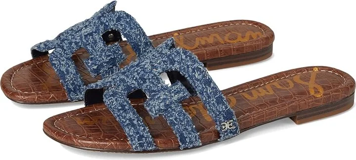 Sam Edelman Bay Women's Slide Shoes Navy Distressed Denim : 8 M, Leather