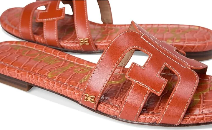 Sam Edelman Bay Women's Slide Shoes Orange Sunrise : 5 M, Leather - Image 7