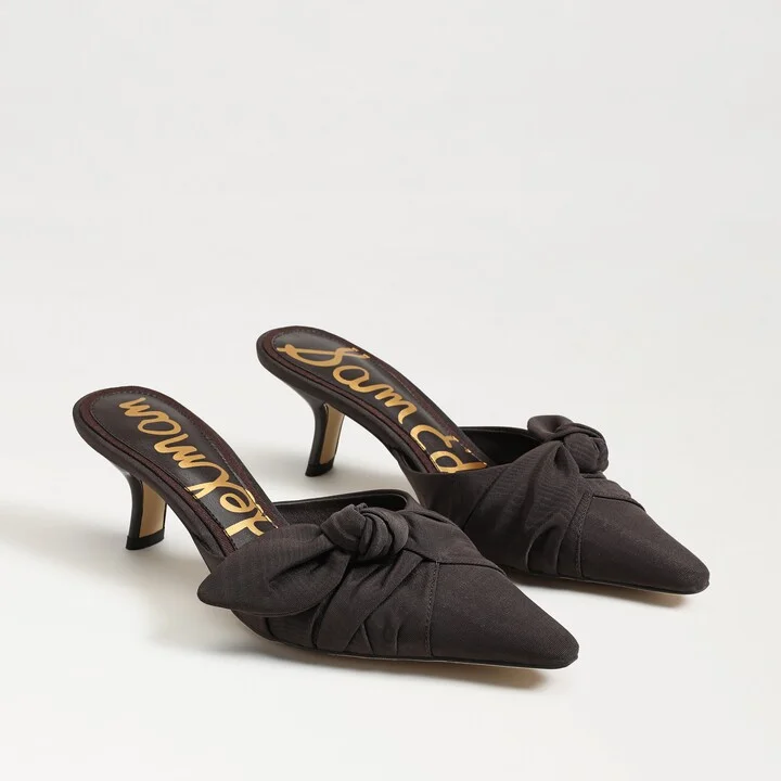 Sam Edelman Bex Kitten Heel Mule Cocoa Brown Fabric