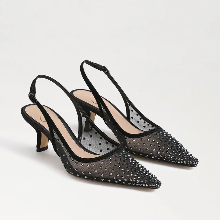 Sam Edelman Bianka Mesh Slingback Pump Black Mesh/Suede