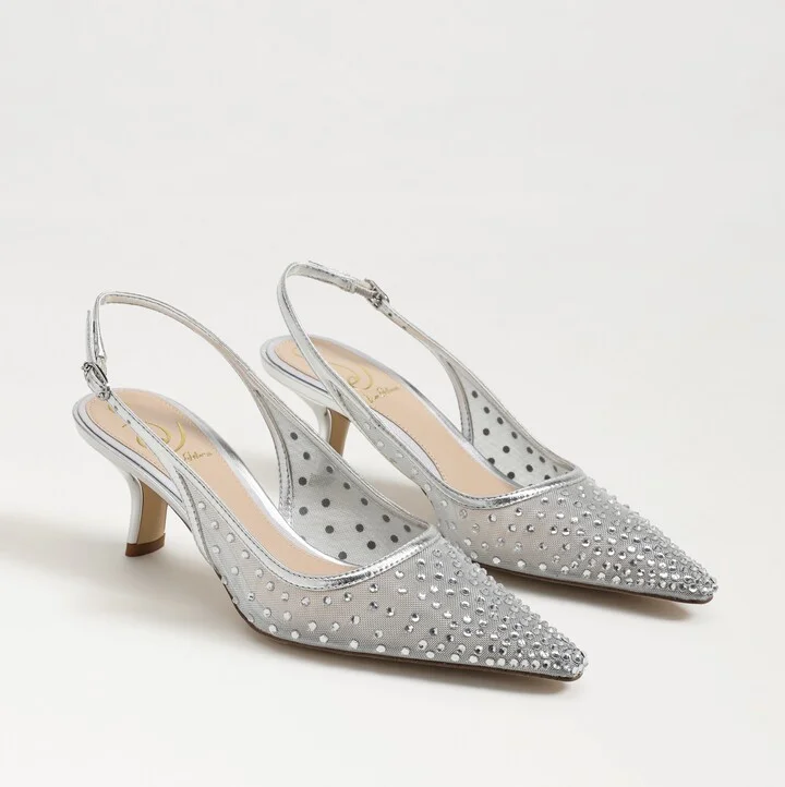 Sam Edelman Bianka Mesh Slingback Pump Soft Silver Mesh
