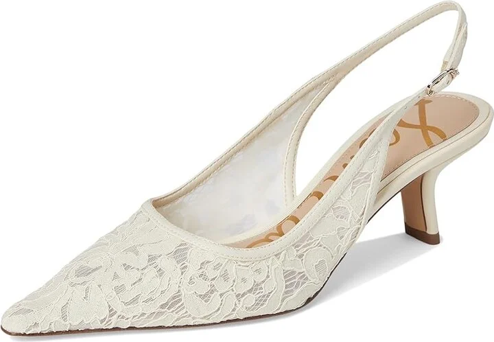 Sam Edelman Bianka Sling Mesh 3 High Women's Heels Ivory : 10 M, Leather/Rubber - Image 5