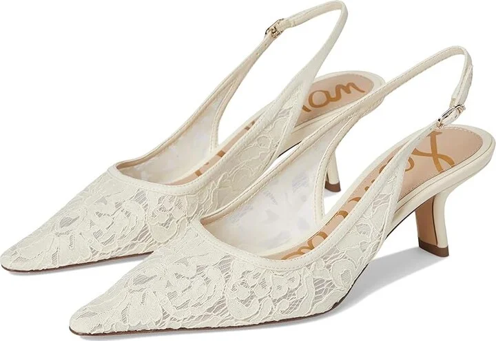 Sam Edelman Bianka Sling Mesh 3 High Women's Heels Ivory : 10 M, Leather/Rubber