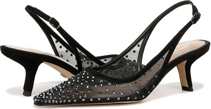 Sam Edelman Bianka Sling Mesh High Women's Heels Black Glitz Mesh : 5.5 M - Image 5
