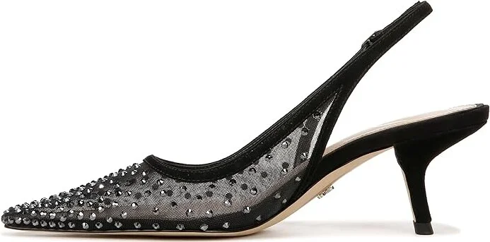 Sam Edelman Bianka Sling Mesh High Women's Heels Black Glitz Mesh : 5.5 M - Image 7