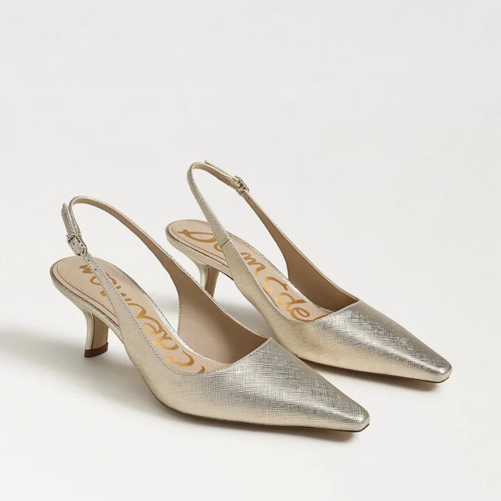 Sam Edelman Bianka Slingback Pump Gold Leaf Faux Leather