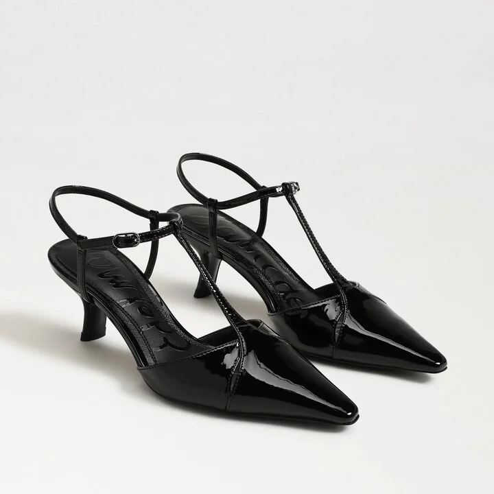Sam Edelman Briella Ankle Strap Pump Black Patent Leather