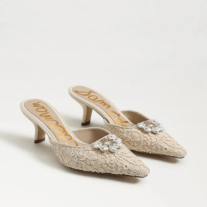 Sam Edelman Brit Orchid Kitten Heel Mule Ivory