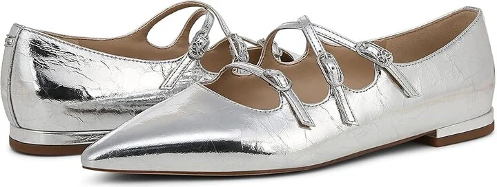 Sam Edelman Cass Women's Flat Shoes Soft Silver : 8.5 M, Leather/Rubber - Image 4