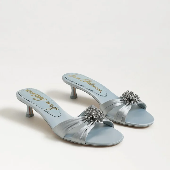 Sam Edelman Cindie Kitten Heel Mule Cape Blue Satin