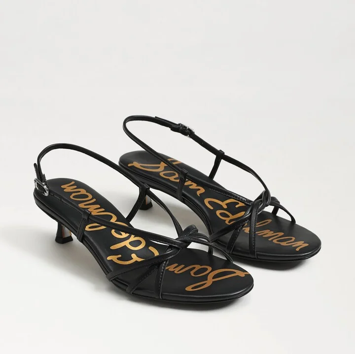 Sam Edelman Cressa Strappy Kitten Heel Sandal Black Leather