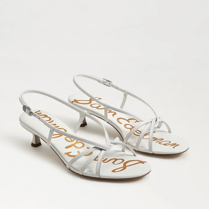 Sam Edelman Cressa Strappy Kitten Heel Sandal Bright White Leather