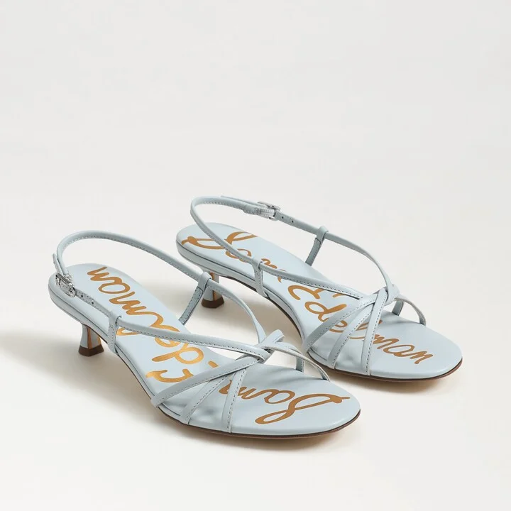 Sam Edelman Cressa Strappy Kitten Heel Sandal Cape Blue Leather
