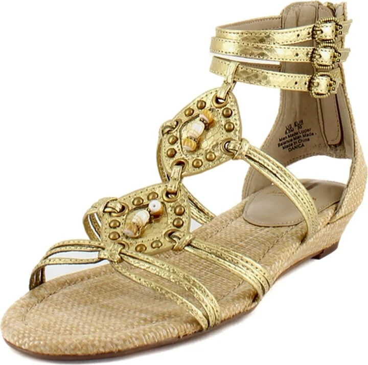 Sam Edelman Danica Wedge Sandal Gold/Bleached Beechwood 7 Medium