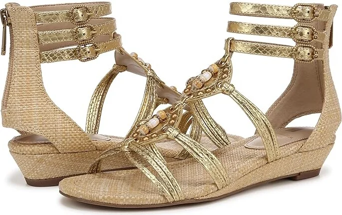 Sam Edelman Danica Women's Sling Back Shoes Gold/Bleached Beechw : 6.5 M
