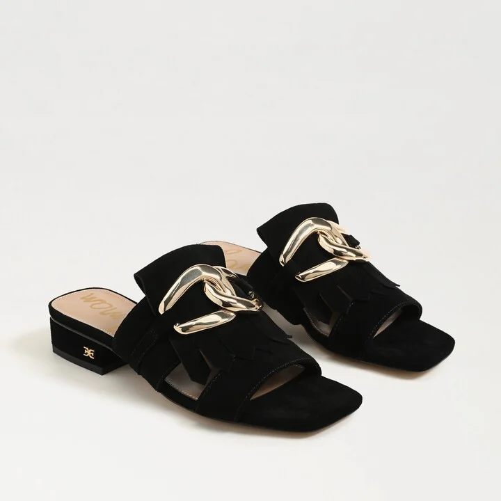 Sam Edelman Darby Slide Block Heel Sandal Black Suede