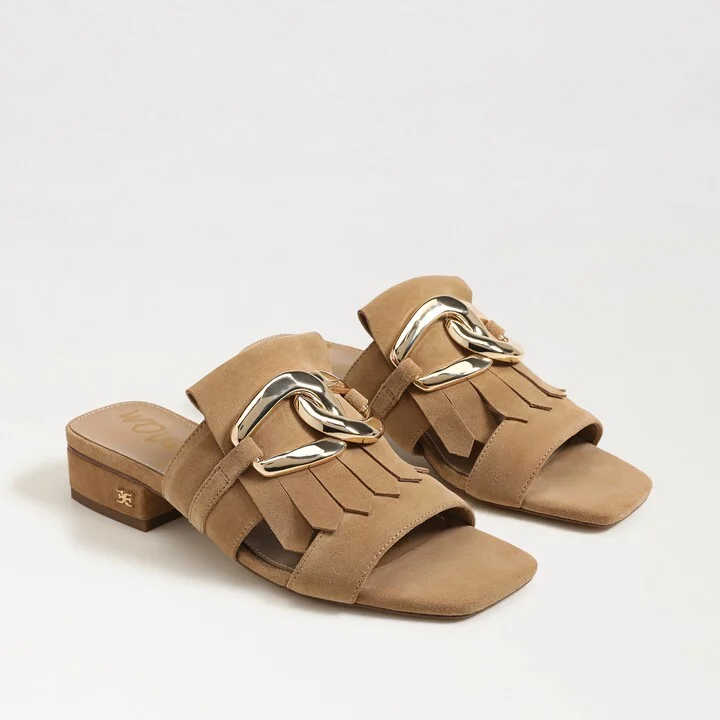 Sam Edelman Darby Slide Block Heel Sandal Camel Suede