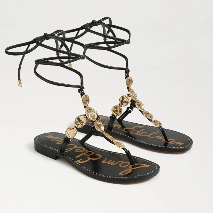 Sam Edelman Deirdre Wrap Sandal Black Leather